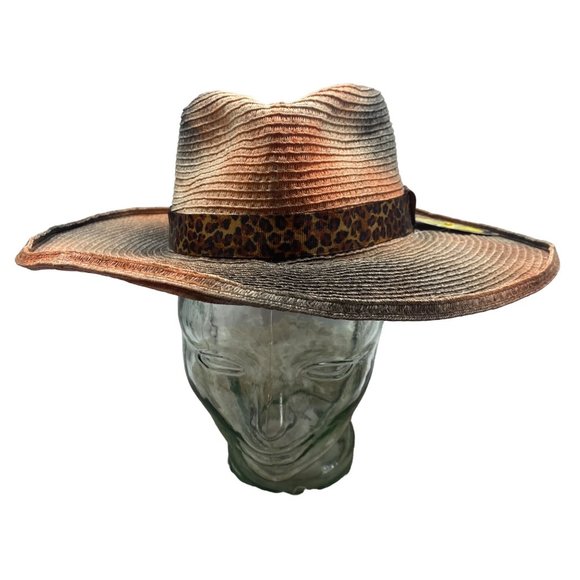 Orange & Black Tie-Dye Pencil Brim Straw Rancher